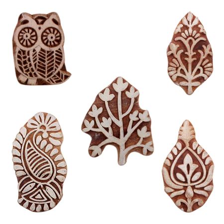 Set of 5 Piece New Mix Wooden Printing Blocks